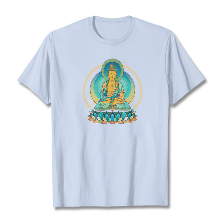 Buddha Stones Koszulka z nadrukiem Buddy Lotosu - Jasnoniebieski - 2XL - image 17