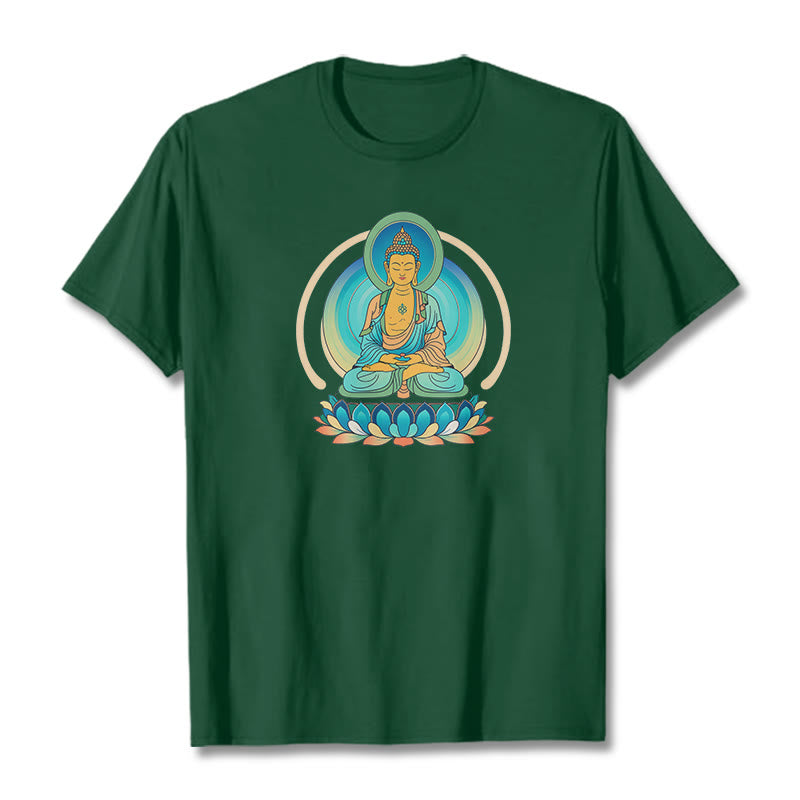 Buddha Stones Koszulka z nadrukiem Buddy Lotosu - ForestGreen - 2XL - image 9