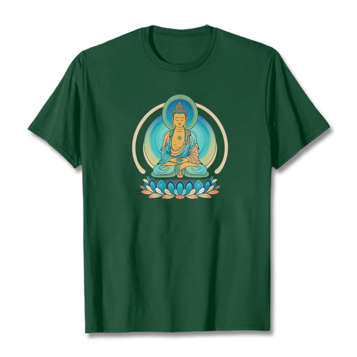 Buddha Stones Koszulka z nadrukiem Buddy Lotosu - ForestGreen - 2XL - image 9