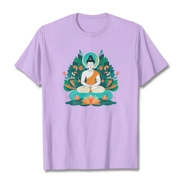 Buddha Stones Trawa Lotos Bodhisattwa Koszulka T-shirt - Śliwka - 2XL - image 15