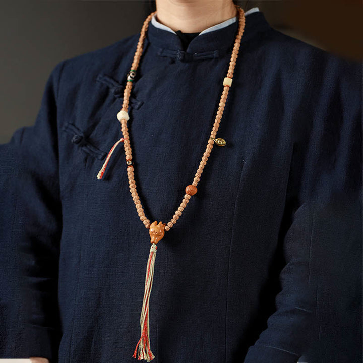 Buddha Stones 108 Koraliki Bodhi Nasiona Agat Czerwony Jeleń Głowa Mądrości Mala Bransoletka