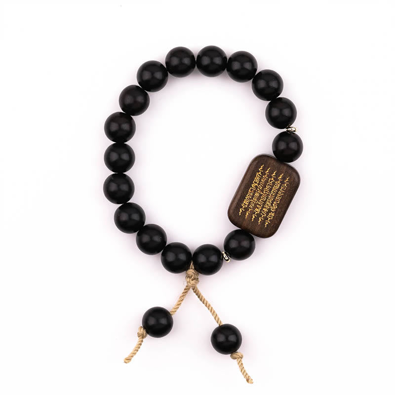 Bransoletka z grawerowanym pismem pokoju z Buddha Stones z drewna hebanowego