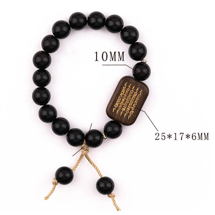 Bransoletka z grawerowanym pismem pokoju z Buddha Stones z drewna hebanowego