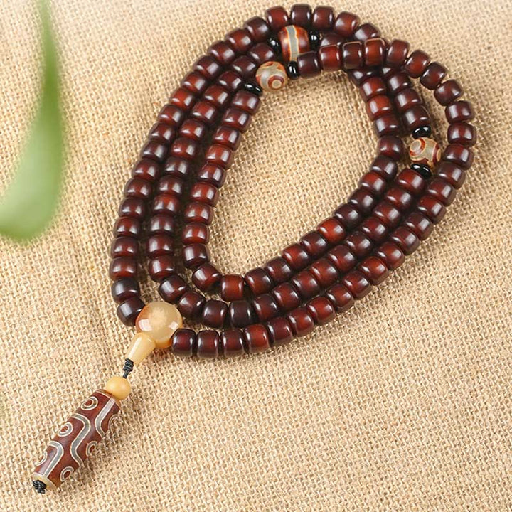 Buddha Stones 108 Mala Koraliki Trójoczny Dzi Koralik Dziewięciooki Dzi Koralik Bransoletka Szczęścia Jade