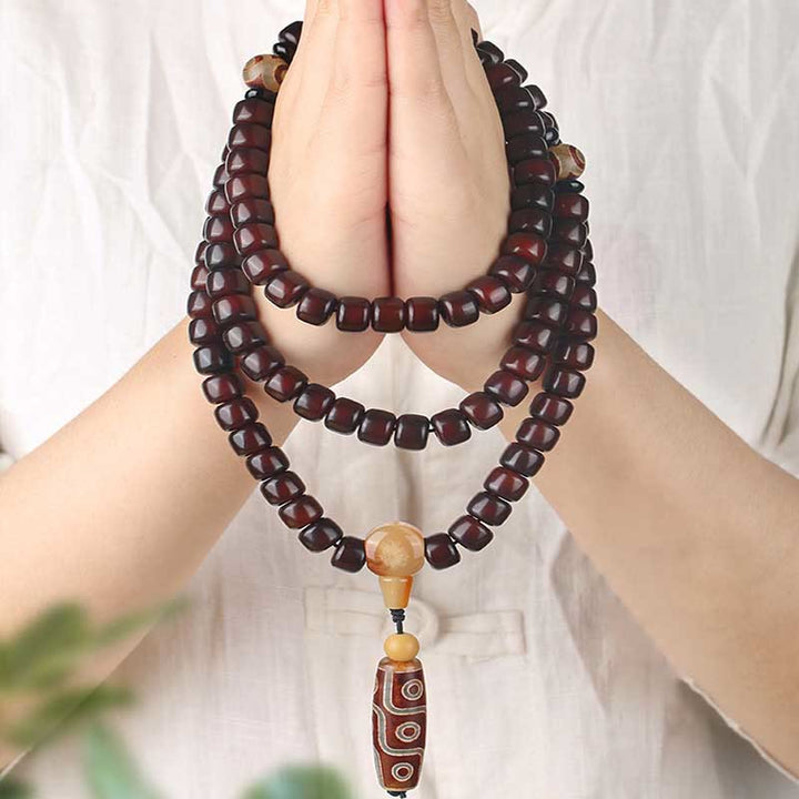 Buddha Stones 108 Mala Koraliki Trójoczny Dzi Koralik Dziewięciooki Dzi Koralik Bransoletka Szczęścia Jade