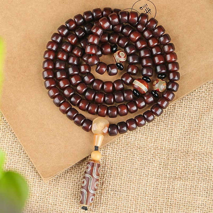 Buddha Stones 108 Mala Koraliki Trójoczny Dzi Koralik Dziewięciooki Dzi Koralik Bransoletka Szczęścia Jade