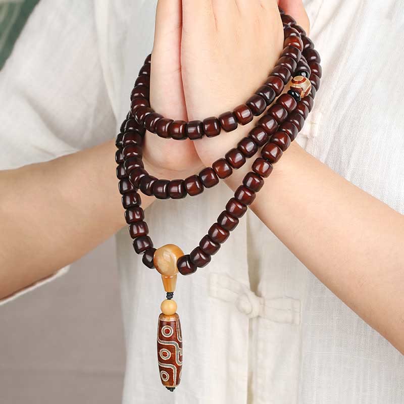 Buddha Stones 108 Mala Koraliki Trójoczny Dzi Koralik Dziewięciooki Dzi Koralik Bransoletka Szczęścia Jade