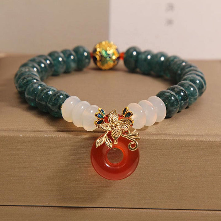Buddha Stones Jadeit Biały Agat Czerwony Agat Klamra Pokoju Abakus Koraliki Bransoletka Szczęścia