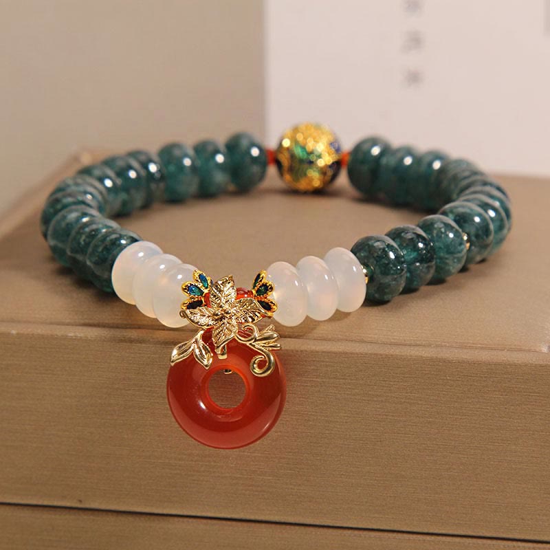 Buddha Stones Jadeit Biały Agat Czerwony Agat Klamra Pokoju Abakus Koraliki Bransoletka Szczęścia