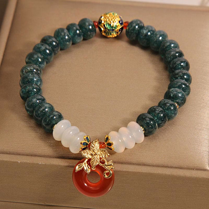 Buddha Stones Jadeit Biały Agat Czerwony Agat Klamra Pokoju Abakus Koraliki Bransoletka Szczęścia