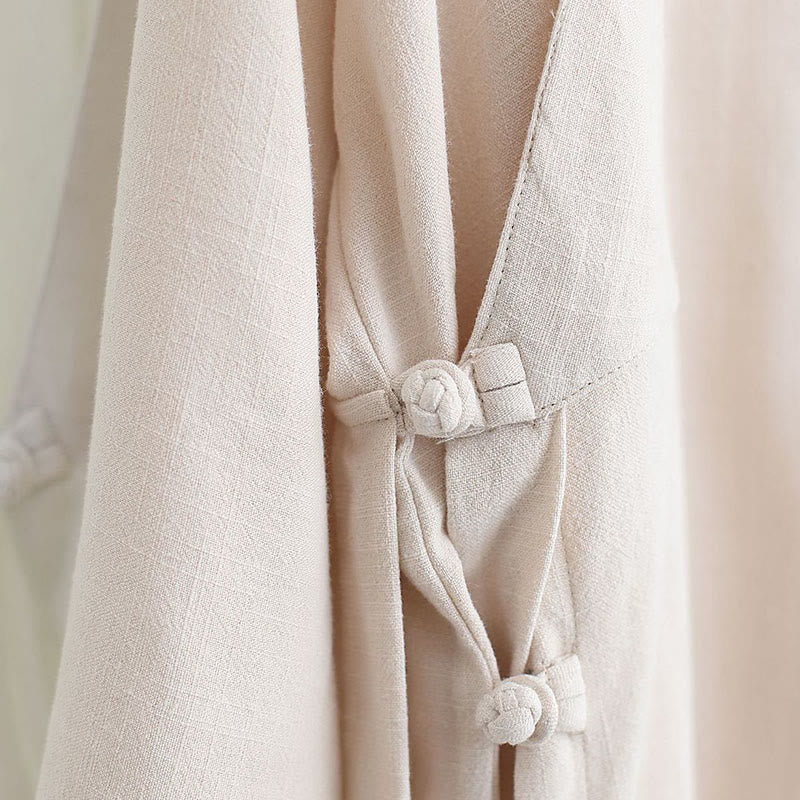 Buddha Stones 2 szt. Koszulka męska z długim rękawem i dekoltem w serek Top Spodnie Medytacja Zen Tai Chi Bawełna Lniany Zestaw Ubrań - image 18