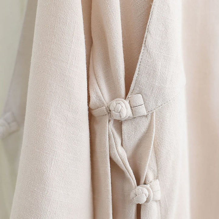 Buddha Stones 2 szt. Koszulka męska z długim rękawem i dekoltem w serek Top Spodnie Medytacja Zen Tai Chi Bawełna Lniany Zestaw Ubrań - image 18