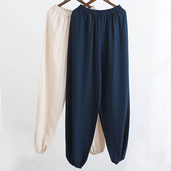 Buddha Stones 2 szt. Koszulka męska z długim rękawem i dekoltem w serek Top Spodnie Medytacja Zen Tai Chi Bawełna Lniany Zestaw Ubrań - image 40