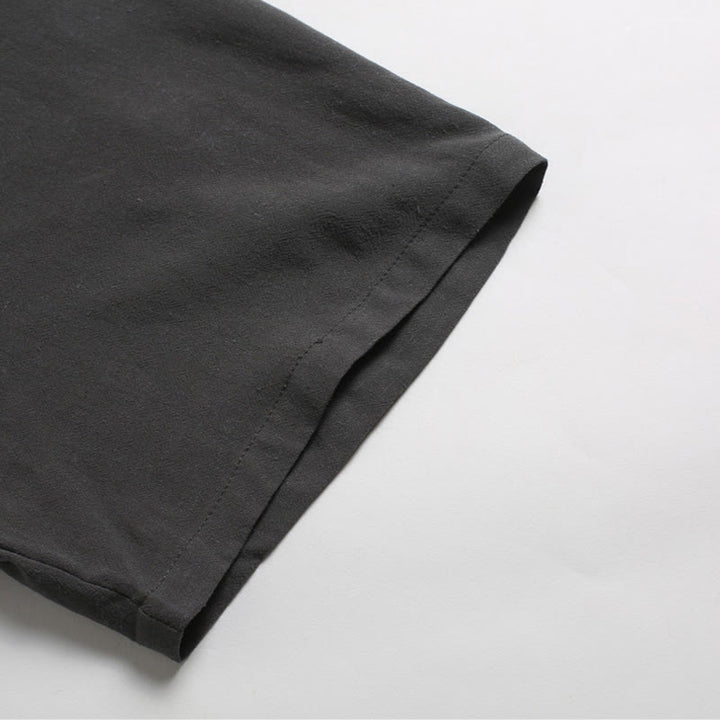 Koszula męska z okrągłym dekoltem i krótkim rękawem z bawełny i lnu Buddha Stones w jednolitym kolorze - image 9