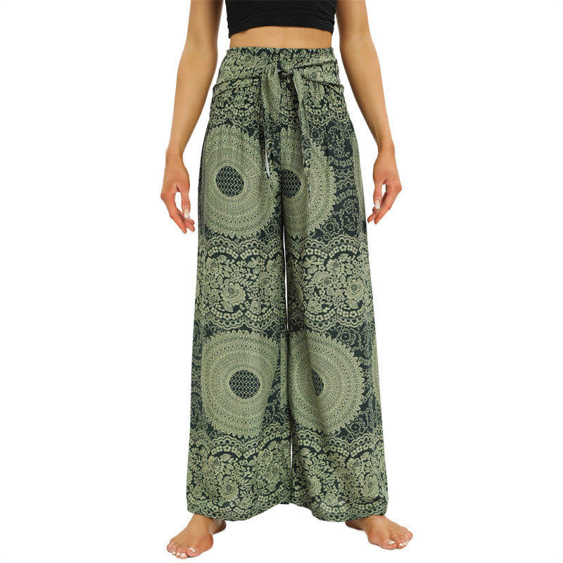 Spodnie do jogi damskie z szerokimi nogawkami i sznurowaniem Buddha Stones Boho