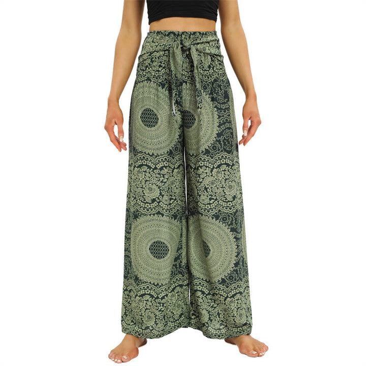 Spodnie do jogi damskie z szerokimi nogawkami i sznurowaniem Buddha Stones Boho