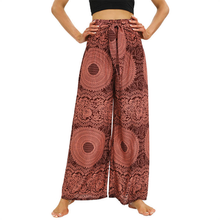 Spodnie do jogi damskie z szerokimi nogawkami i sznurowaniem Buddha Stones Boho