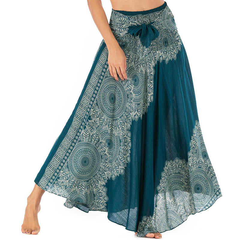 Buddha Stones Dwa Stylowe Noszenie Boho Mandala Kwiat Spódnica Plażowa Sukienka - image 1