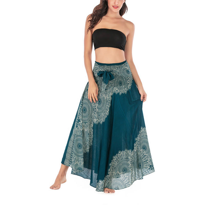 Buddha Stones Dwa Stylowe Noszenie Boho Mandala Kwiat Spódnica Plażowa Sukienka - image 2