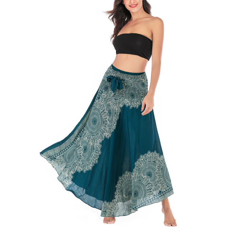 Buddha Stones Dwa Stylowe Noszenie Boho Mandala Kwiat Spódnica Plażowa Sukienka - image 4