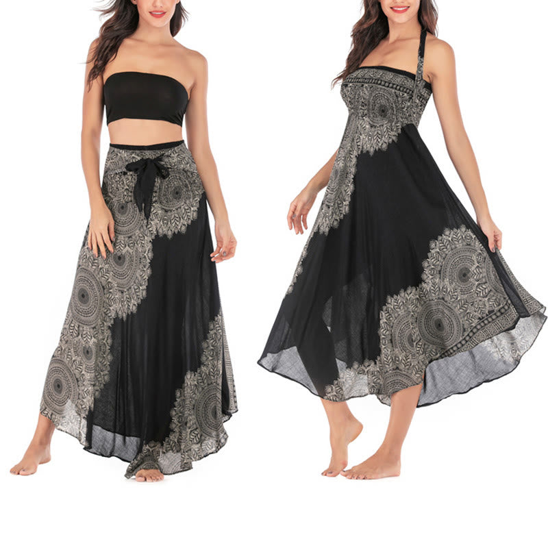 Buddha Stones Dwa Stylowe Noszenie Boho Mandala Kwiat Spódnica Plażowa Sukienka - image 13