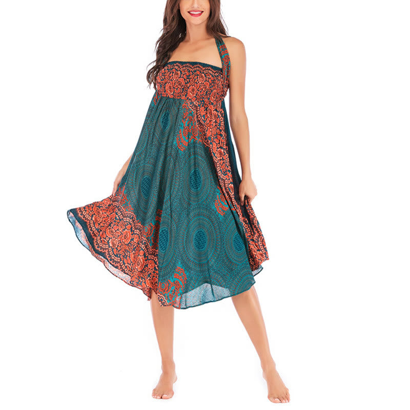 Buddha Stones Dwa Stylowe Noszenie Czeska Spódnica z Kwiatem Róży Kompasowej Sznurowana Sukienka - image 2