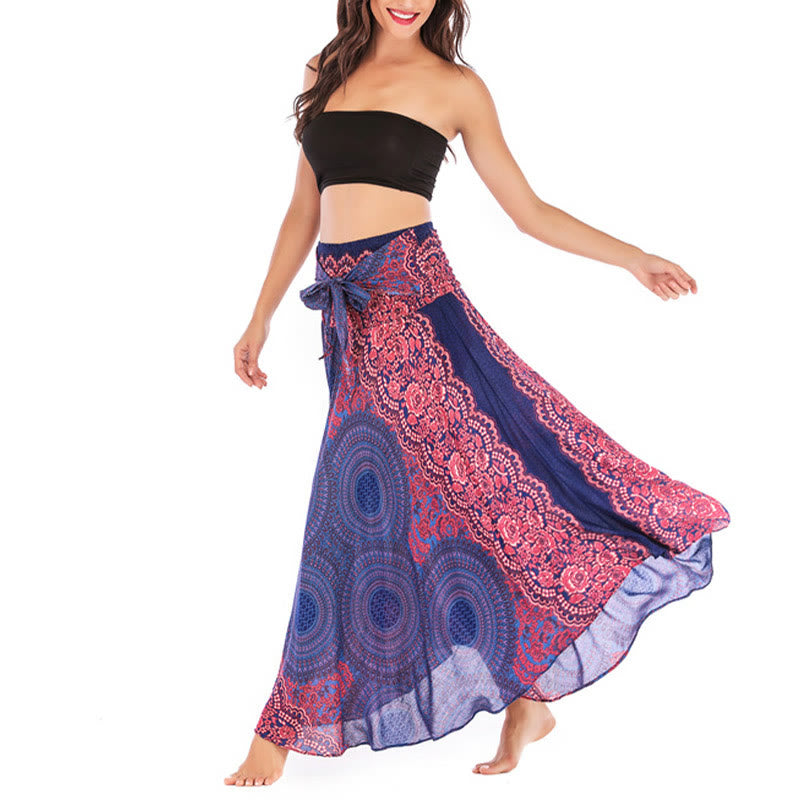 Buddha Stones Dwa Stylowe Noszenie Czeska Spódnica z Kwiatem Róży Kompasowej Sznurowana Sukienka - image 11