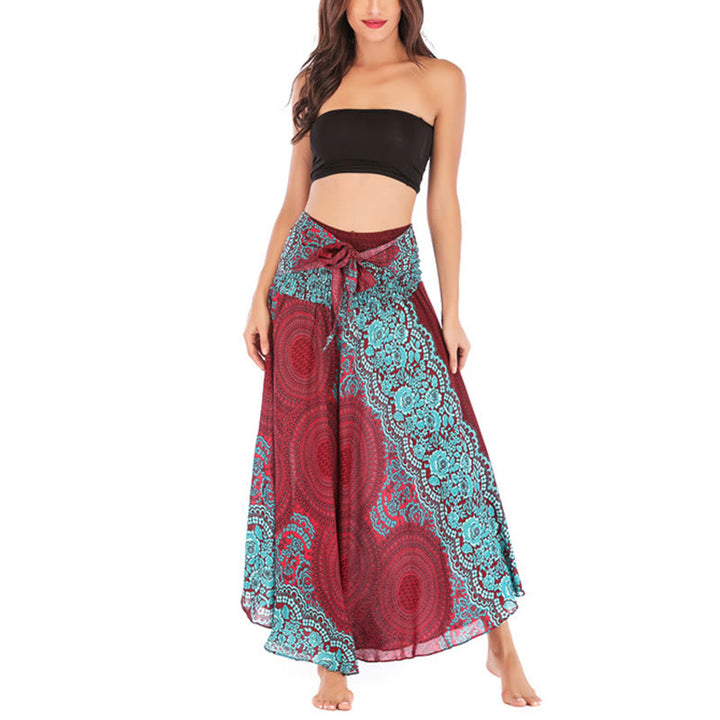 Buddha Stones Dwa Stylowe Noszenie Czeska Spódnica z Kwiatem Róży Kompasowej Sznurowana Sukienka - image 37