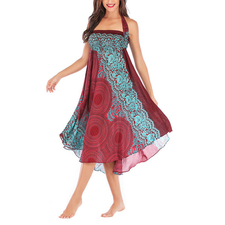 Buddha Stones Dwa Stylowe Noszenie Czeska Spódnica z Kwiatem Róży Kompasowej Sznurowana Sukienka - image 38