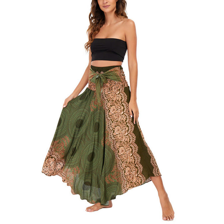 Buddha Stones Dwa Stylowe Noszenie Czeska Spódnica z Kwiatem Róży Kompasowej Sznurowana Sukienka - image 22