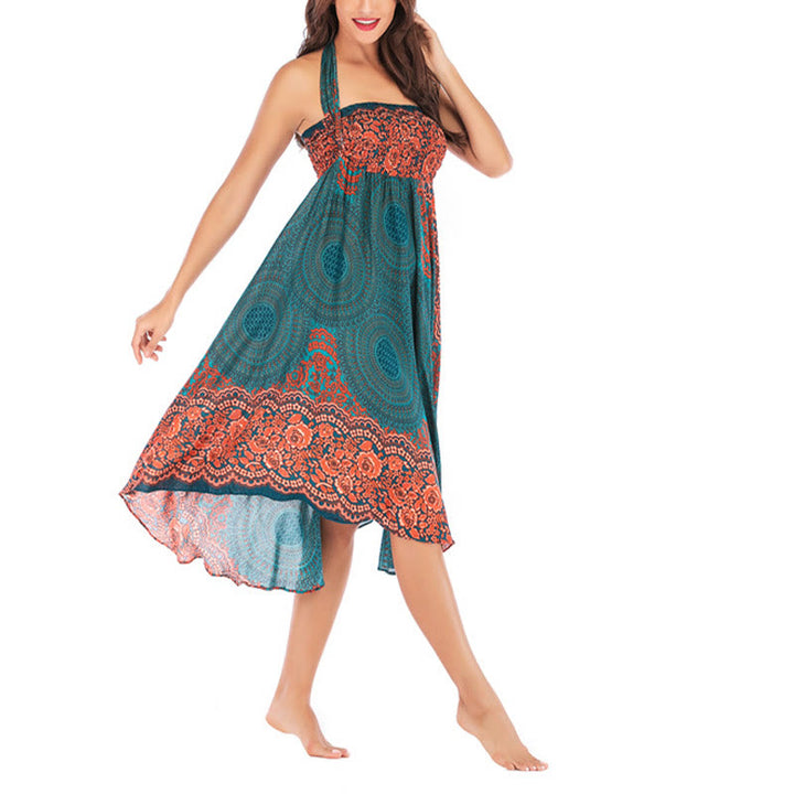 Buddha Stones Dwa Stylowe Noszenie Czeska Spódnica z Kwiatem Róży Kompasowej Sznurowana Sukienka - image 6