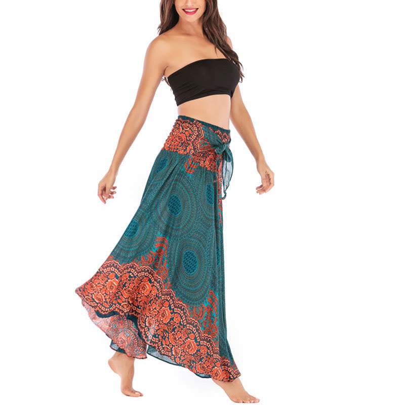 Buddha Stones Dwa Stylowe Noszenie Czeska Spódnica z Kwiatem Róży Kompasowej Sznurowana Sukienka - image 3