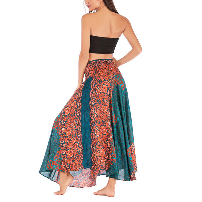 Buddha Stones Dwa Stylowe Noszenie Czeska Spódnica z Kwiatem Róży Kompasowej Sznurowana Sukienka - image 4