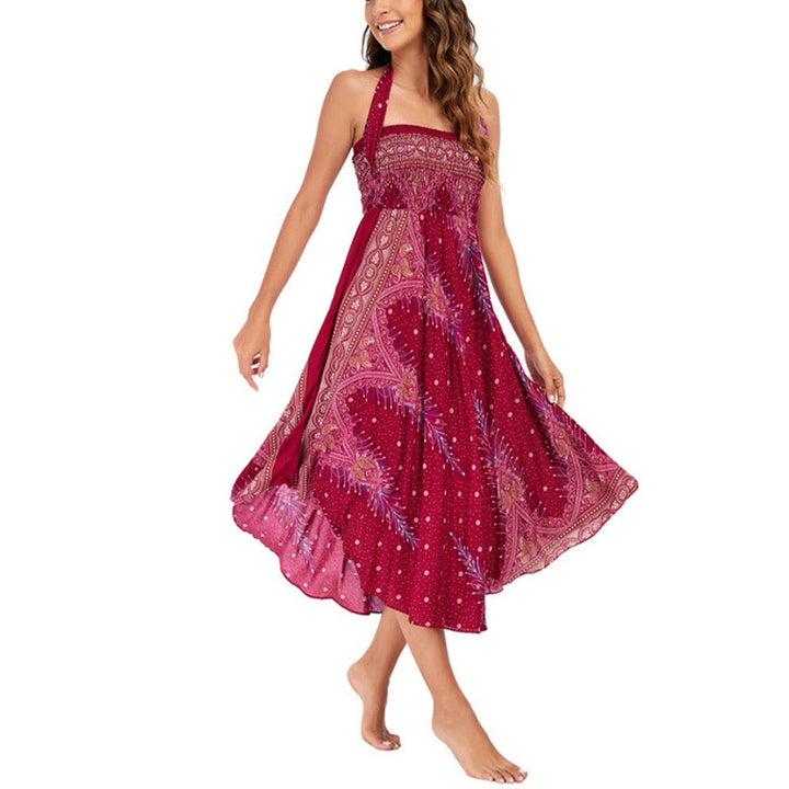 Buddha Stones w dwóch stylach, sukienka Boho Summer Peacock Feather Lace-up Skirt - image 20