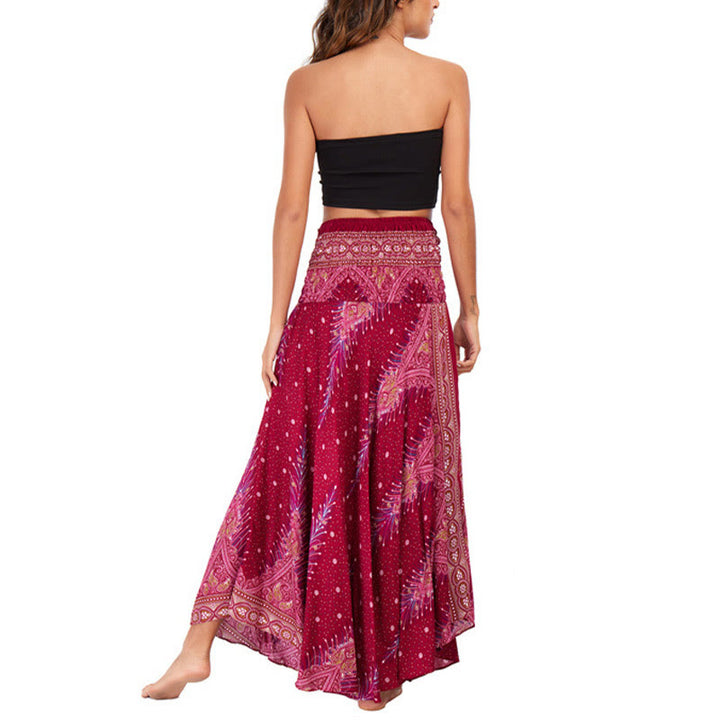 Buddha Stones w dwóch stylach, sukienka Boho Summer Peacock Feather Lace-up Skirt - image 19