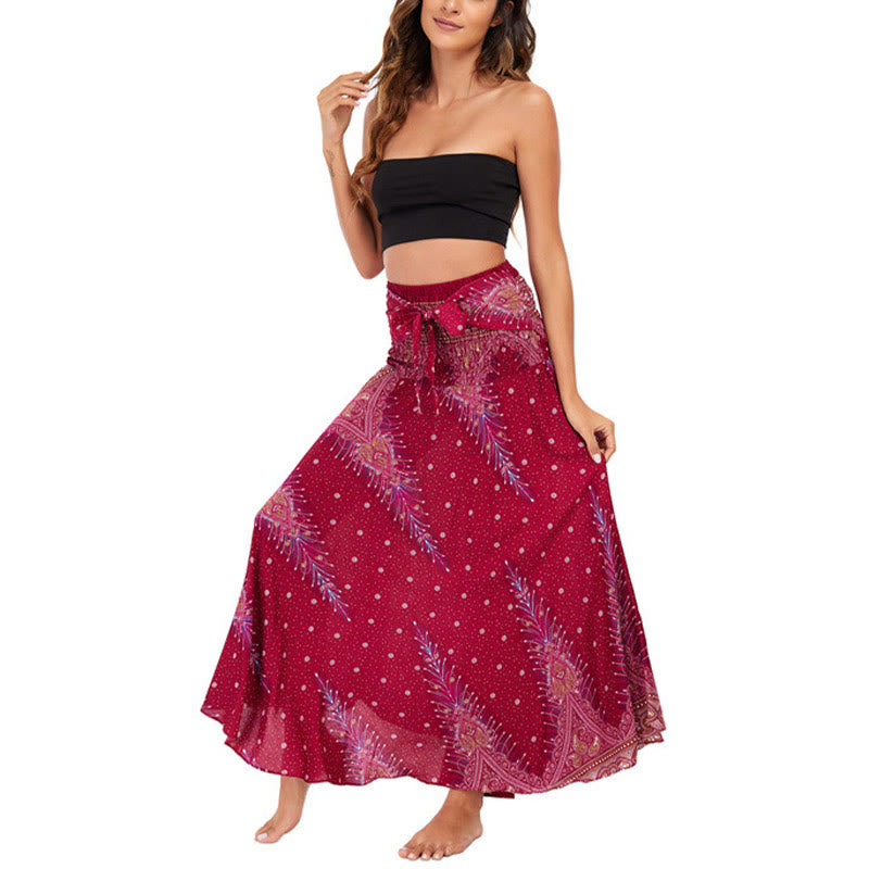 Buddha Stones w dwóch stylach, sukienka Boho Summer Peacock Feather Lace-up Skirt - image 18