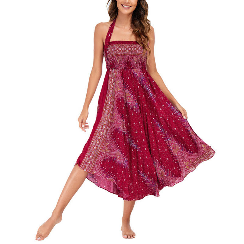 Buddha Stones w dwóch stylach, sukienka Boho Summer Peacock Feather Lace-up Skirt - image 17