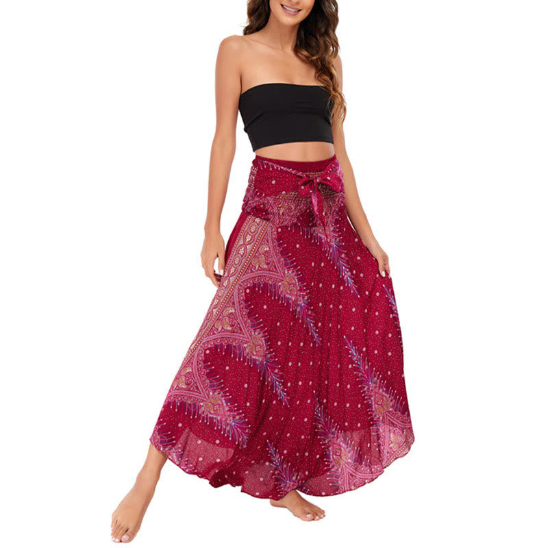 Buddha Stones w dwóch stylach, sukienka Boho Summer Peacock Feather Lace-up Skirt - image 16