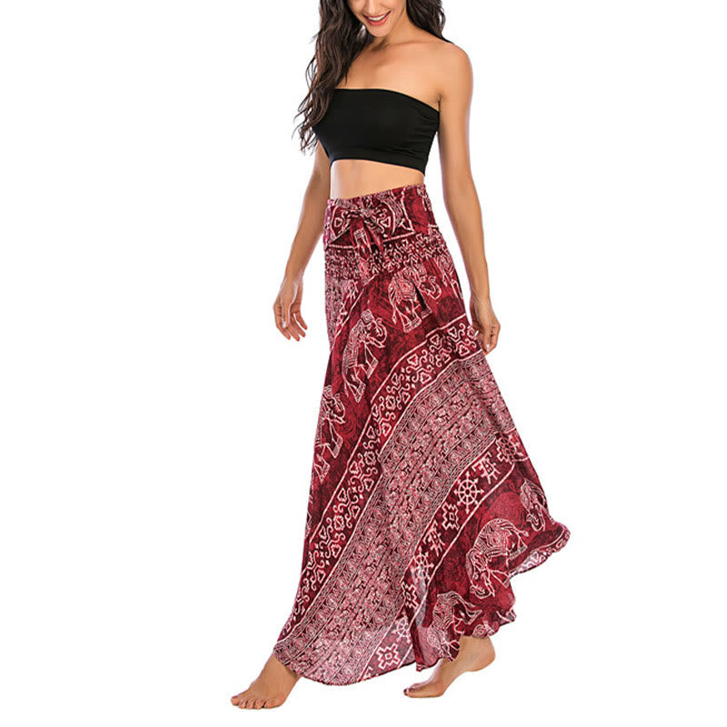 Buddha Stones Dwa Stylowe Noszenie Boho Słonia Geometria Spódnica z Koronki Sukienka - image 13