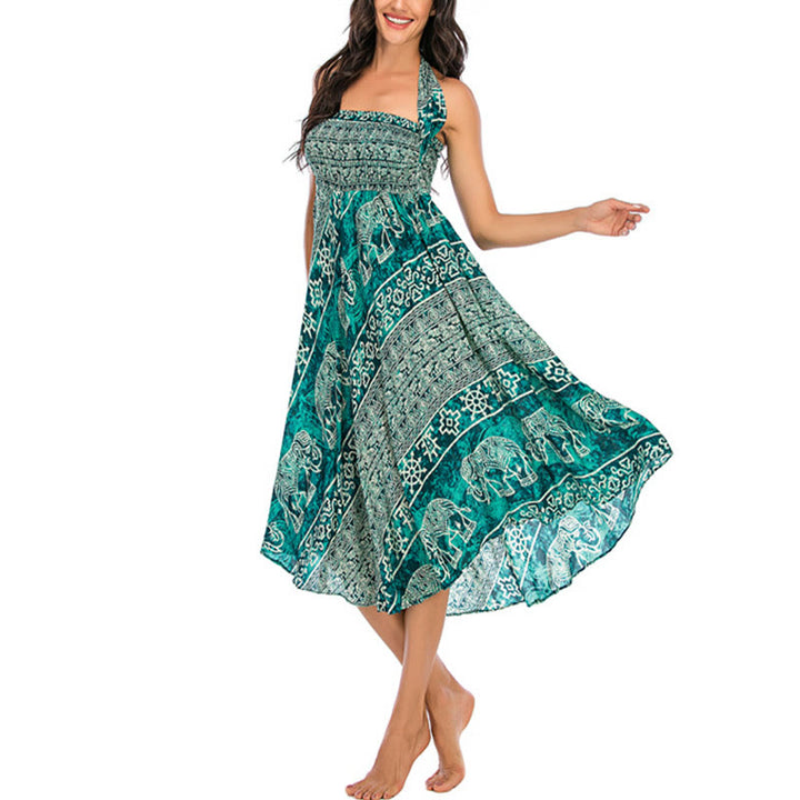 Buddha Stones Dwa Stylowe Noszenie Boho Słonia Geometria Spódnica z Koronki Sukienka - image 30