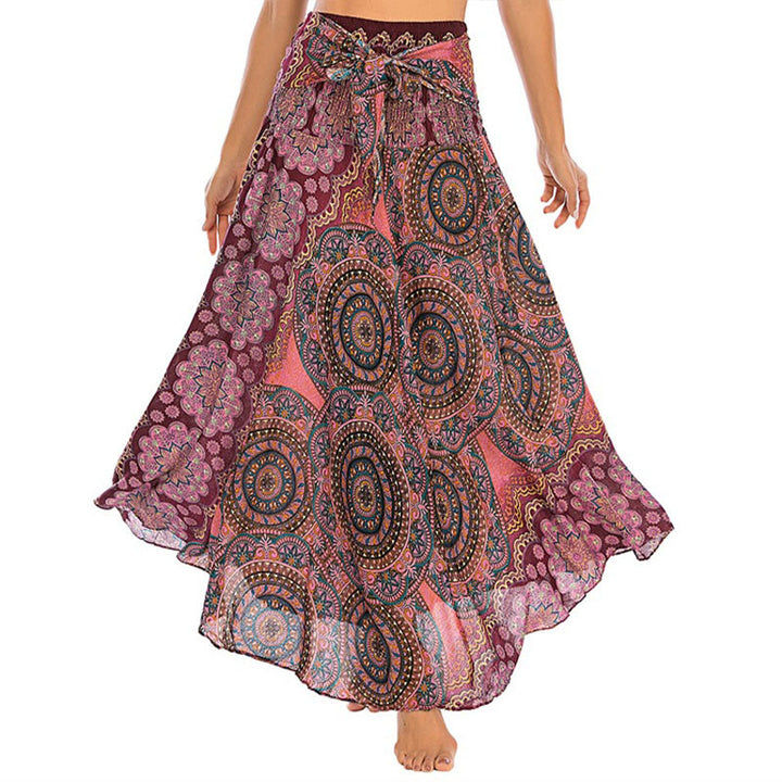 Buddha Stones Dwa Stylowe Noszenie Czeska Mandala Kwiatowa Spódnica Sznurowana Sukienka