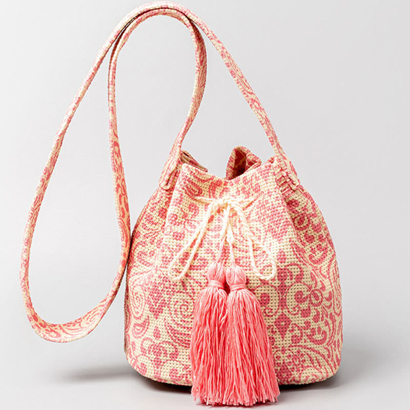 Buddha Stones Kolorowe Geometryczne Kwiaty Nadruk Płótno Torba Crossbody Torba Na Ramię