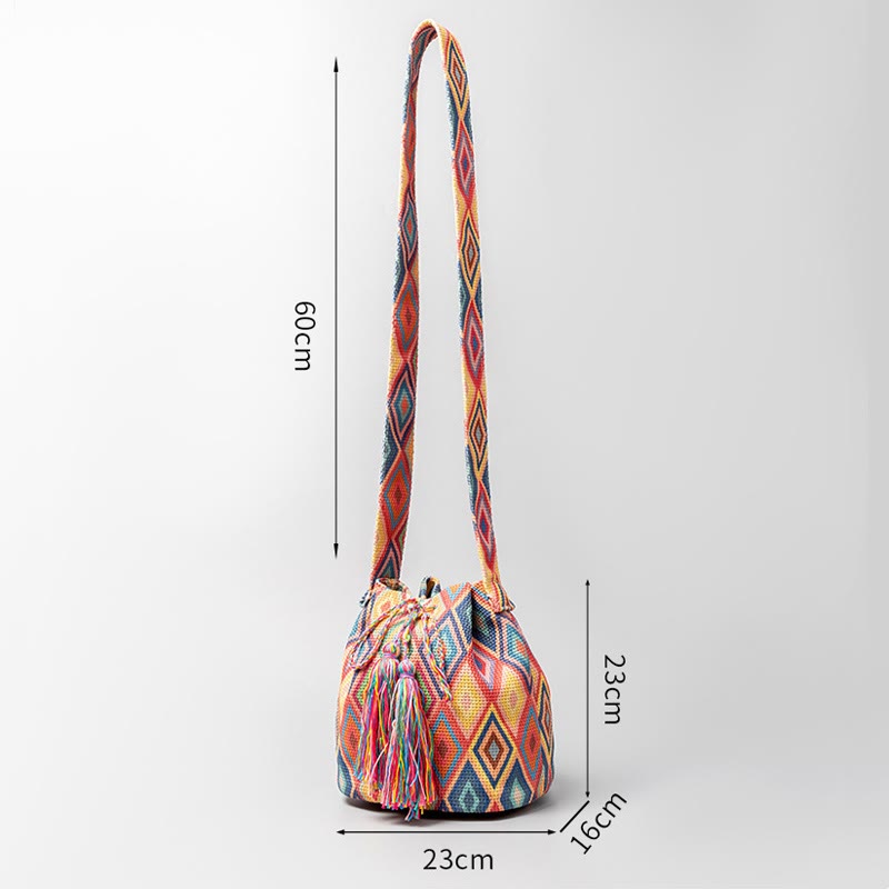 Buddha Stones Kolorowe Geometryczne Kwiaty Nadruk Płótno Torba Crossbody Torba Na Ramię
