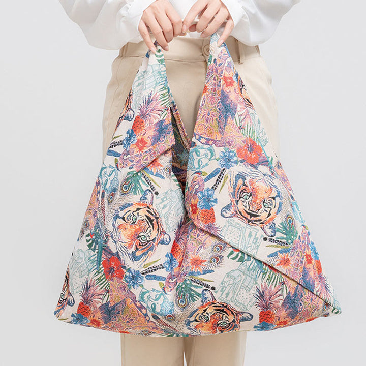 Buddha Stones Geometria Tygrysie Kwiaty Panterka Paski Nadruk Pod Pachami Trójkątna Torba Na Ramię