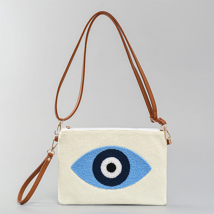 Buddha Stones Złe Oko Liść Hamsa Płócienna Torba Crossbody Torba na Ramię Torebka