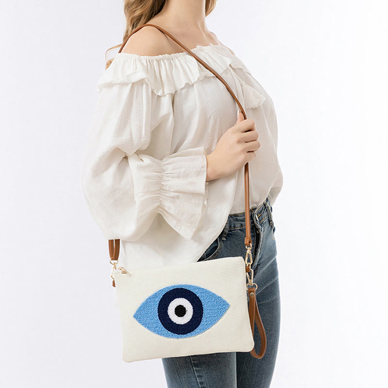 Buddha Stones Złe Oko Liść Hamsa Płócienna Torba Crossbody Torba na Ramię Torebka