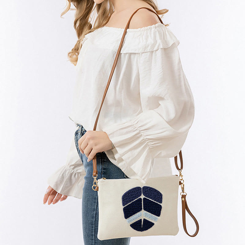 Buddha Stones Złe Oko Liść Hamsa Płócienna Torba Crossbody Torba na Ramię Torebka