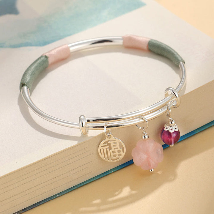 Bransoletka Buddha Stones Pink Crystal Peace Buckle Lucky Flower Love