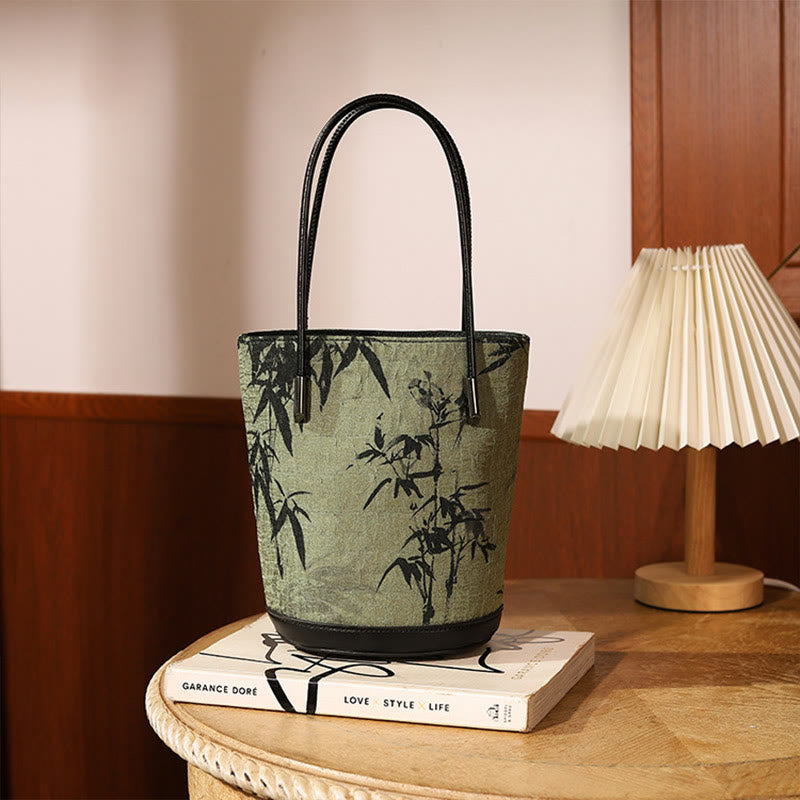 Torebka typu crossbody vintage z nadrukiem z zielonego bambusa w kolorze Buddha Stones - Zielony bambus 14*11,5*19,5 cm - image 0