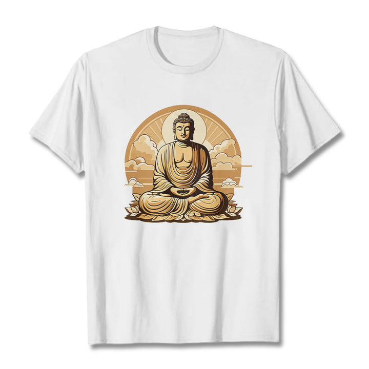 Buddha Stones Słońce Pomyślne Chmury Budda Koszulka T-shirt - Biały - 2XL - image 3